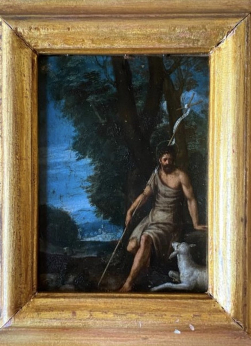 San Giovanni Battista , dipinto olio su rame , Venezia XVII Secolo