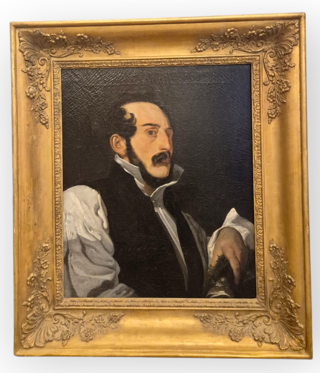 ritratto d uomo con corona da poeta , dipinto Italia XIX Secolo 