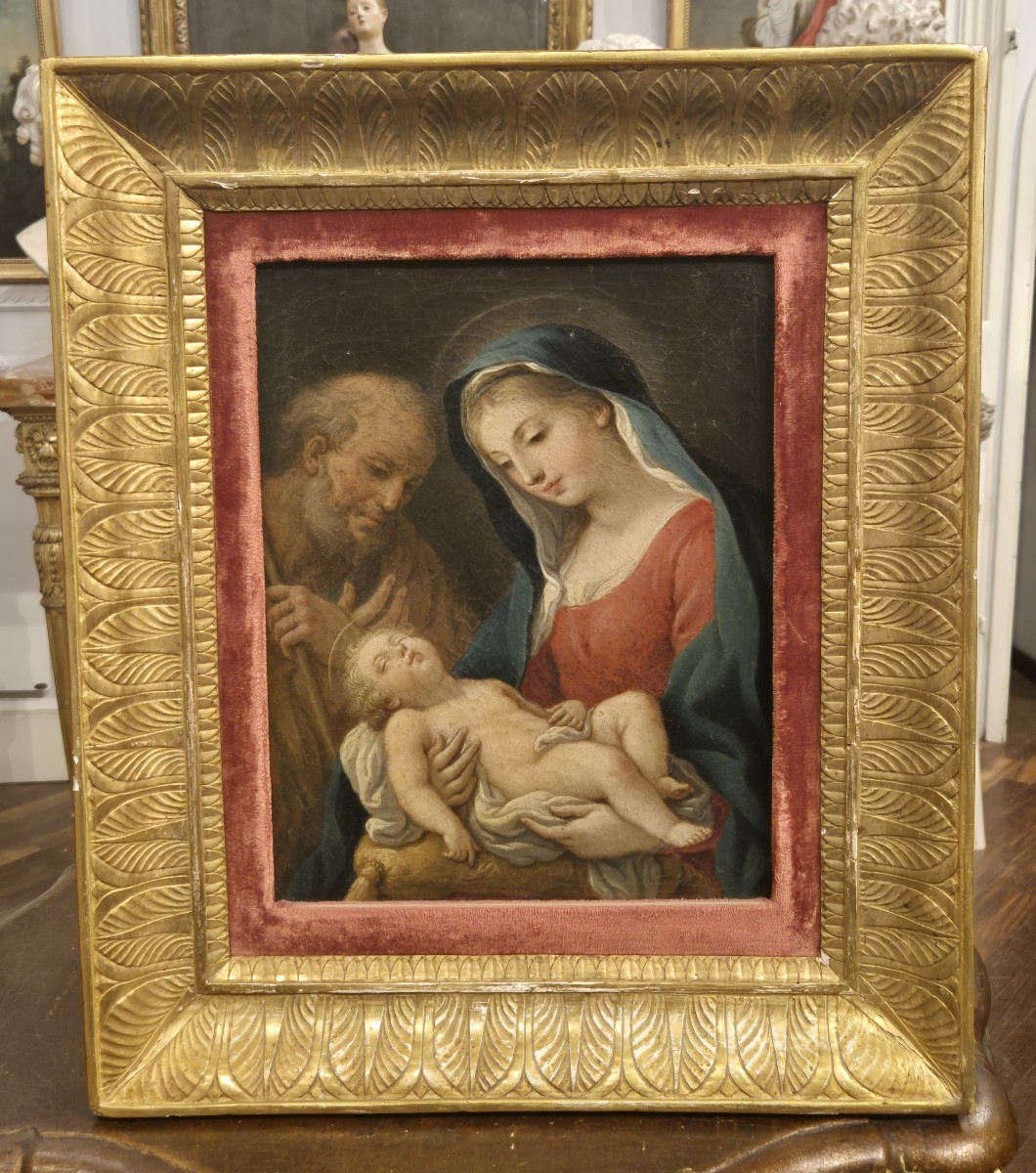 Sacra famiglia , dipinto olio su tela Roma XVIII Secolo-photo-3