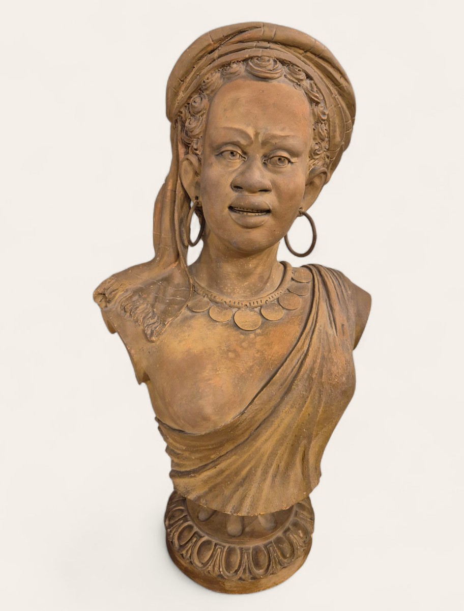 Coppia di personnagi con turbanti, Sculture in terracotta , Italia , Toscana XIX Secolo -photo-2