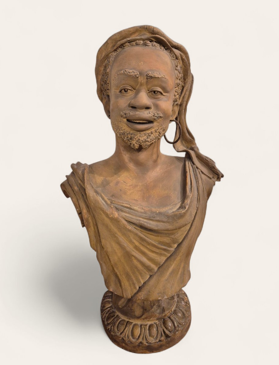 Coppia di personnagi con turbanti, Sculture in terracotta , Italia , Toscana XIX Secolo -photo-3