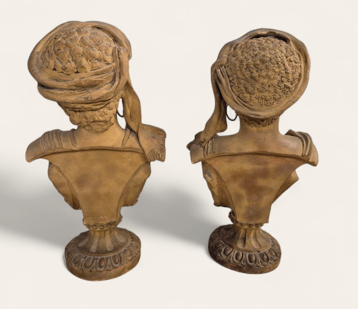 Coppia di personnagi con turbanti, Sculture in terracotta , Italia , Toscana XIX Secolo -photo-4
