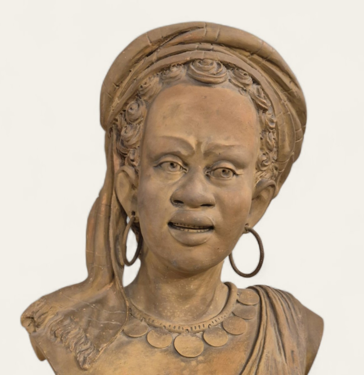 Coppia di personnagi con turbanti, Sculture in terracotta , Italia , Toscana XIX Secolo -photo-1