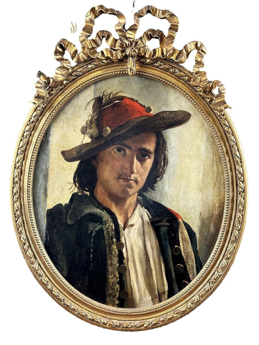 Ritratto di giovane uomo, Dipinto, Roma XIX Secolo Grandtour