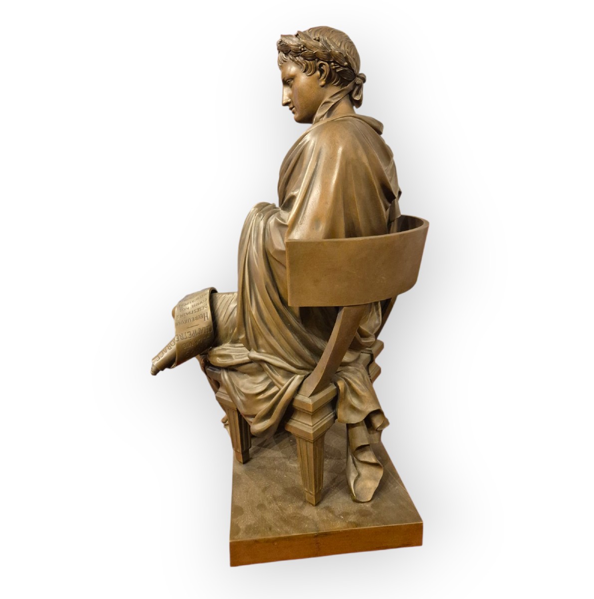 Orazio protettore delle Arti, Scultura in bronzo, Francia XIX Secolo-photo-2