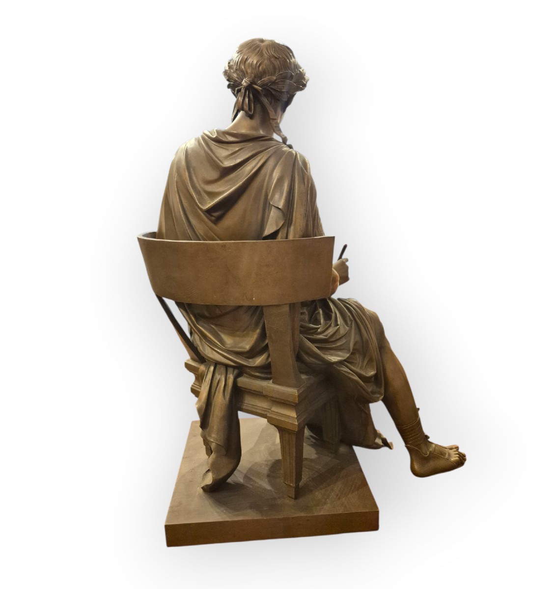 Orazio protettore delle Arti, Scultura in bronzo, Francia XIX Secolo-photo-3