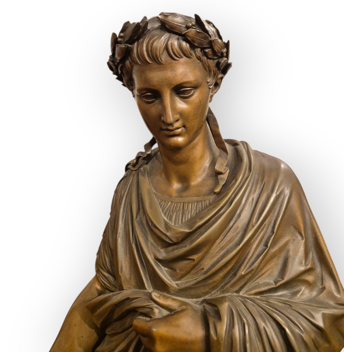 Orazio protettore delle Arti, Scultura in bronzo, Francia XIX Secolo-photo-2