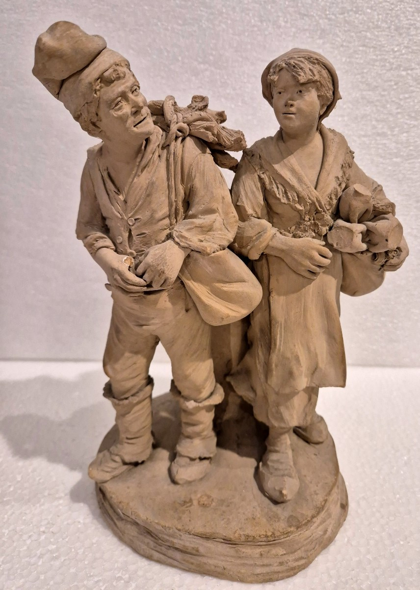 Gruppo in terracotta Giacomo Vaccaro Caltagirone Sicilia XIX secolo