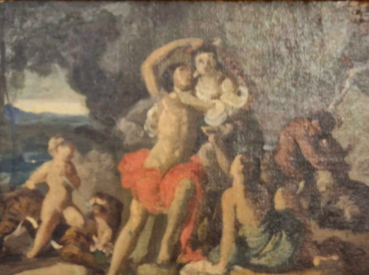 Scena mitologica , dipinto olio su tela , Italia inizi XIX secolo-photo-2