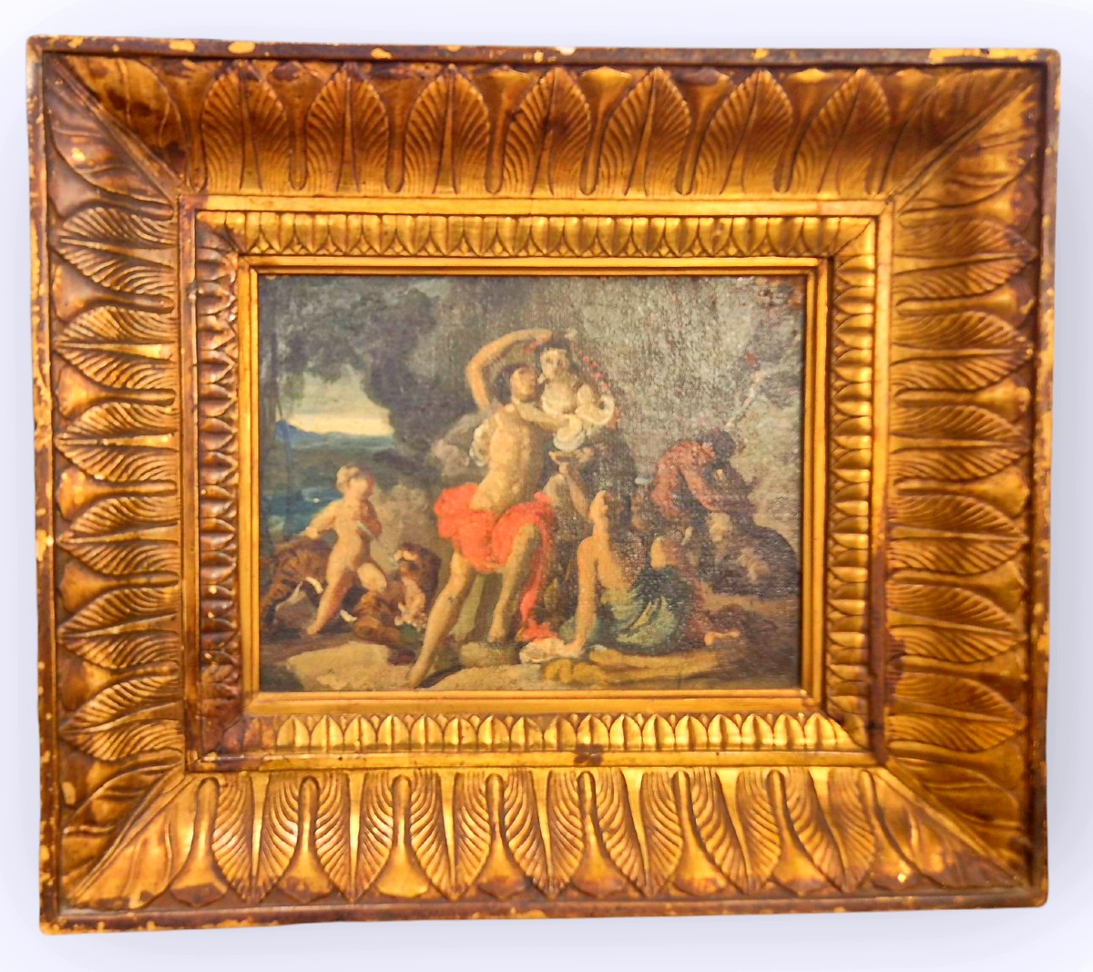 Scena mitologica , dipinto olio su tela , Italia inizi XIX secolo