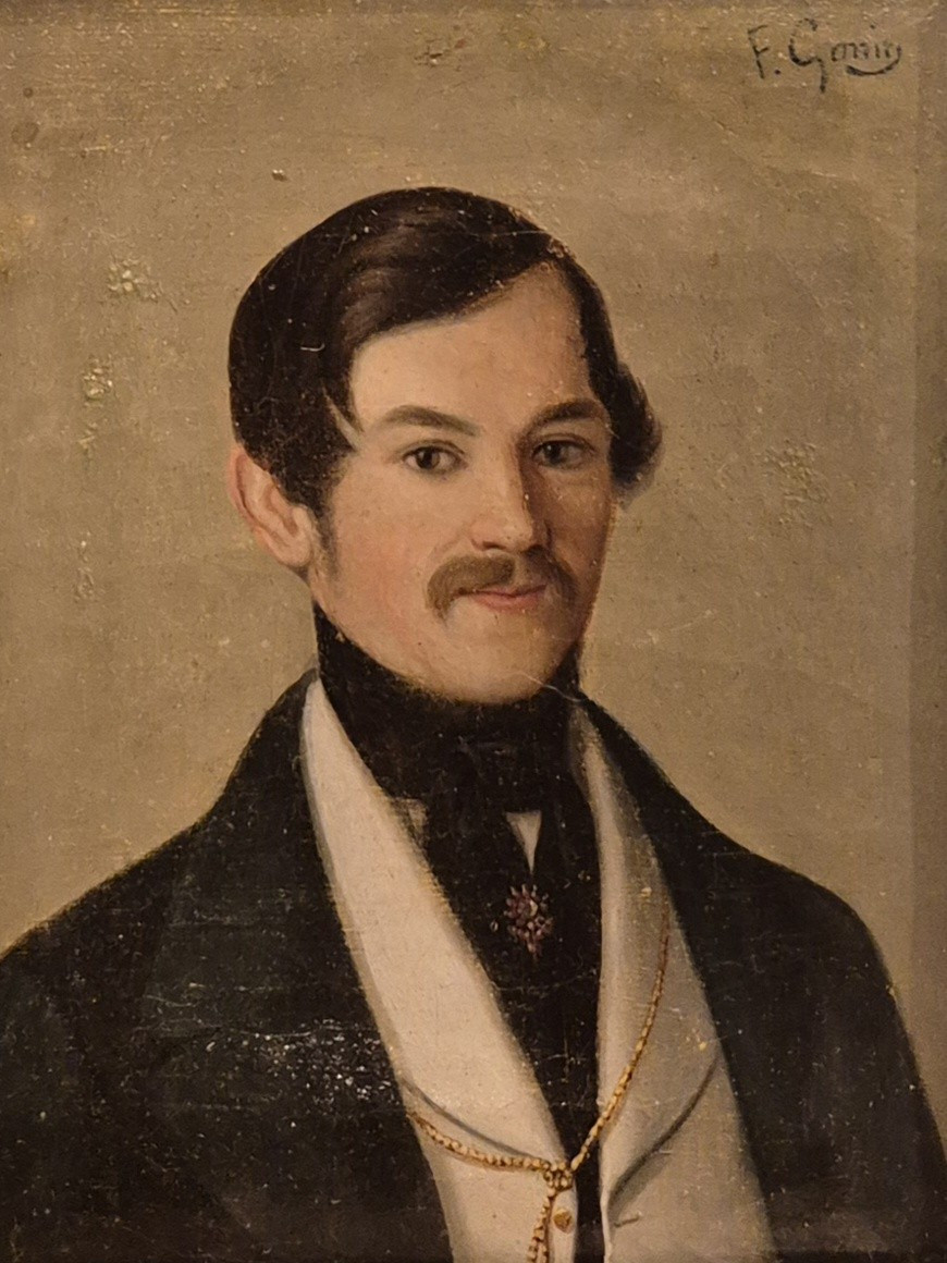 Ritratto di giovane uomo, dipinto di F Gonin, Italia XIX Secolo -photo-2