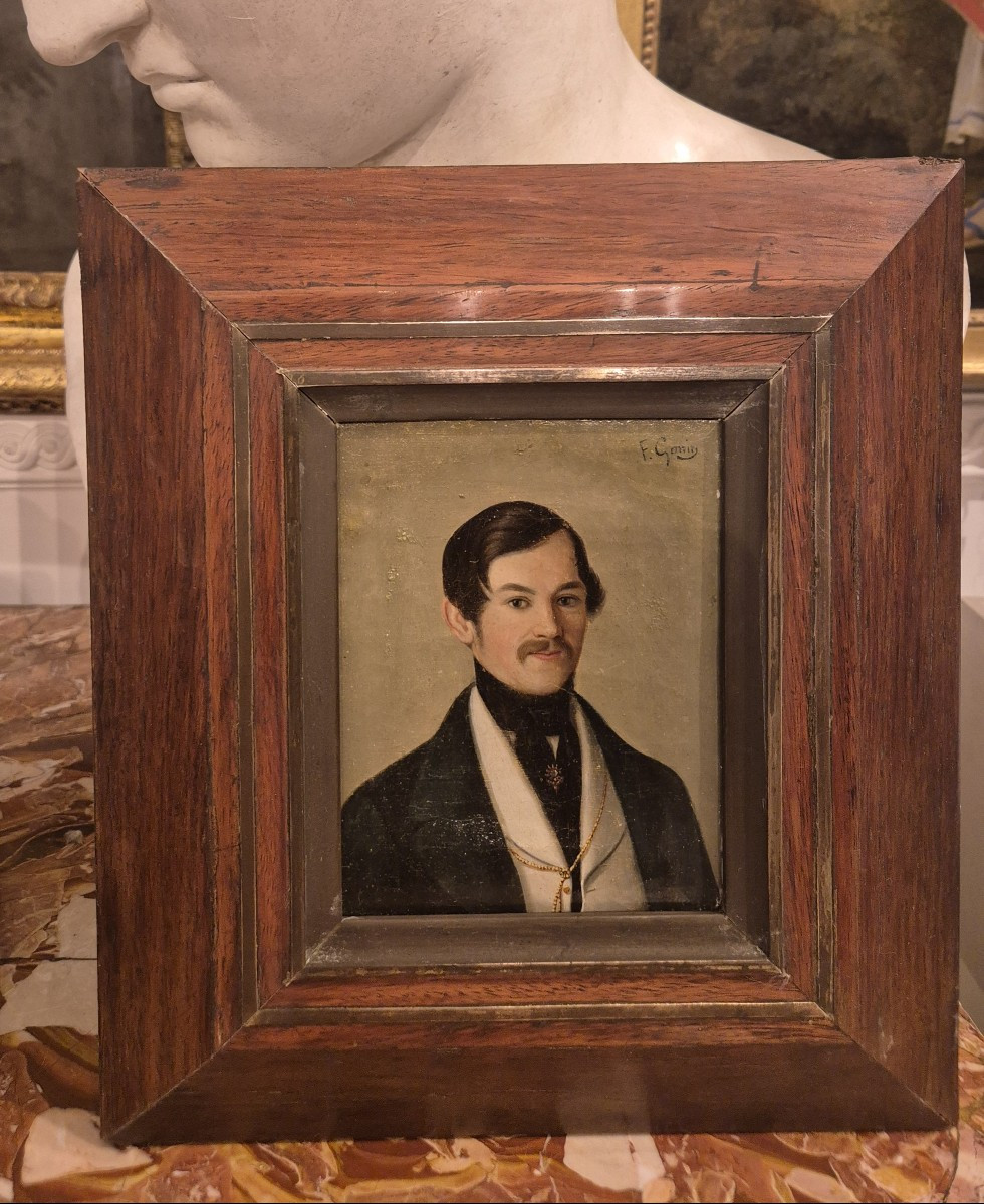 Ritratto di giovane uomo, dipinto di F Gonin, Italia XIX Secolo -photo-4