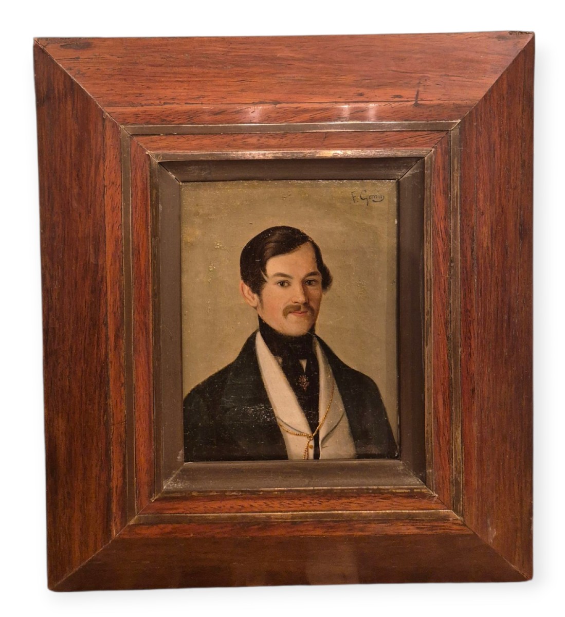 Ritratto di giovane uomo, dipinto di F Gonin, Italia XIX Secolo 