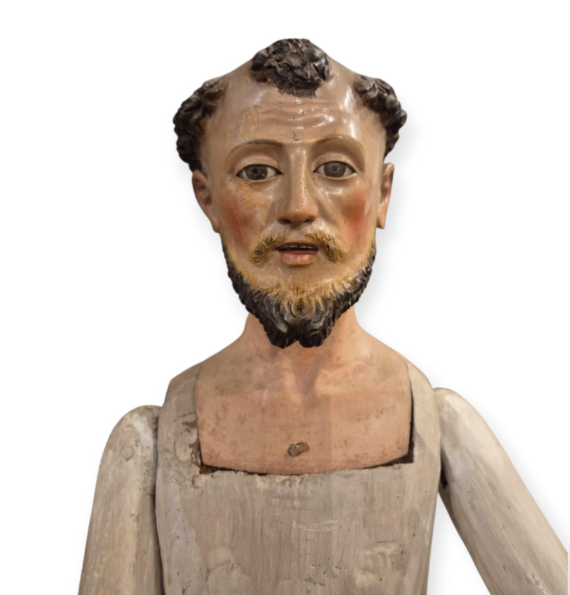 Manichino con San Francesco , Scultura in legno laccato, Napoli XVIII Secolo-photo-2