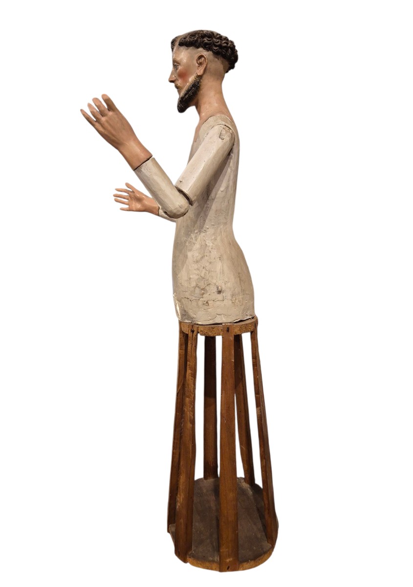 Manichino con San Francesco , Scultura in legno laccato, Napoli XVIII Secolo-photo-3