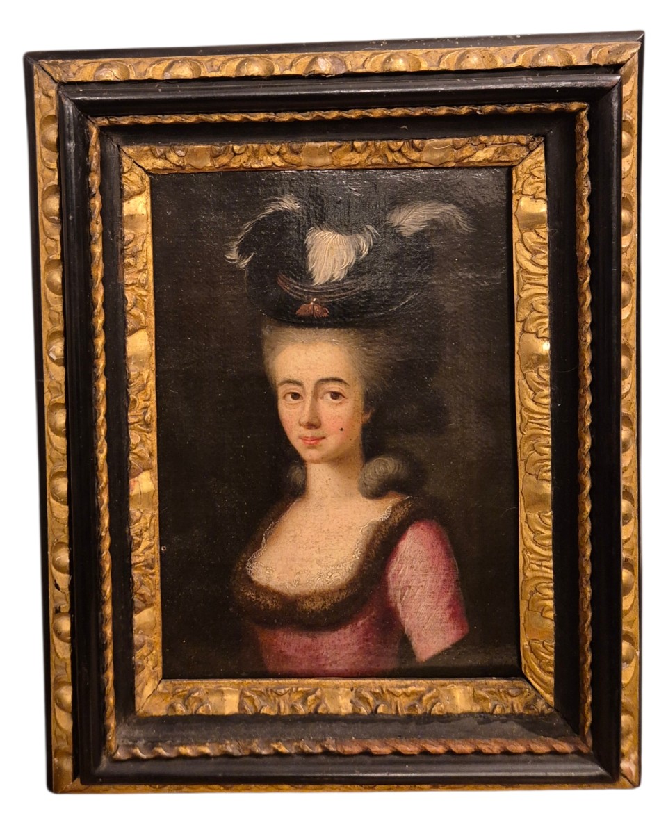 Ritratto di dama con cappello di piume, Dipinto , Italia XVIII Secolo