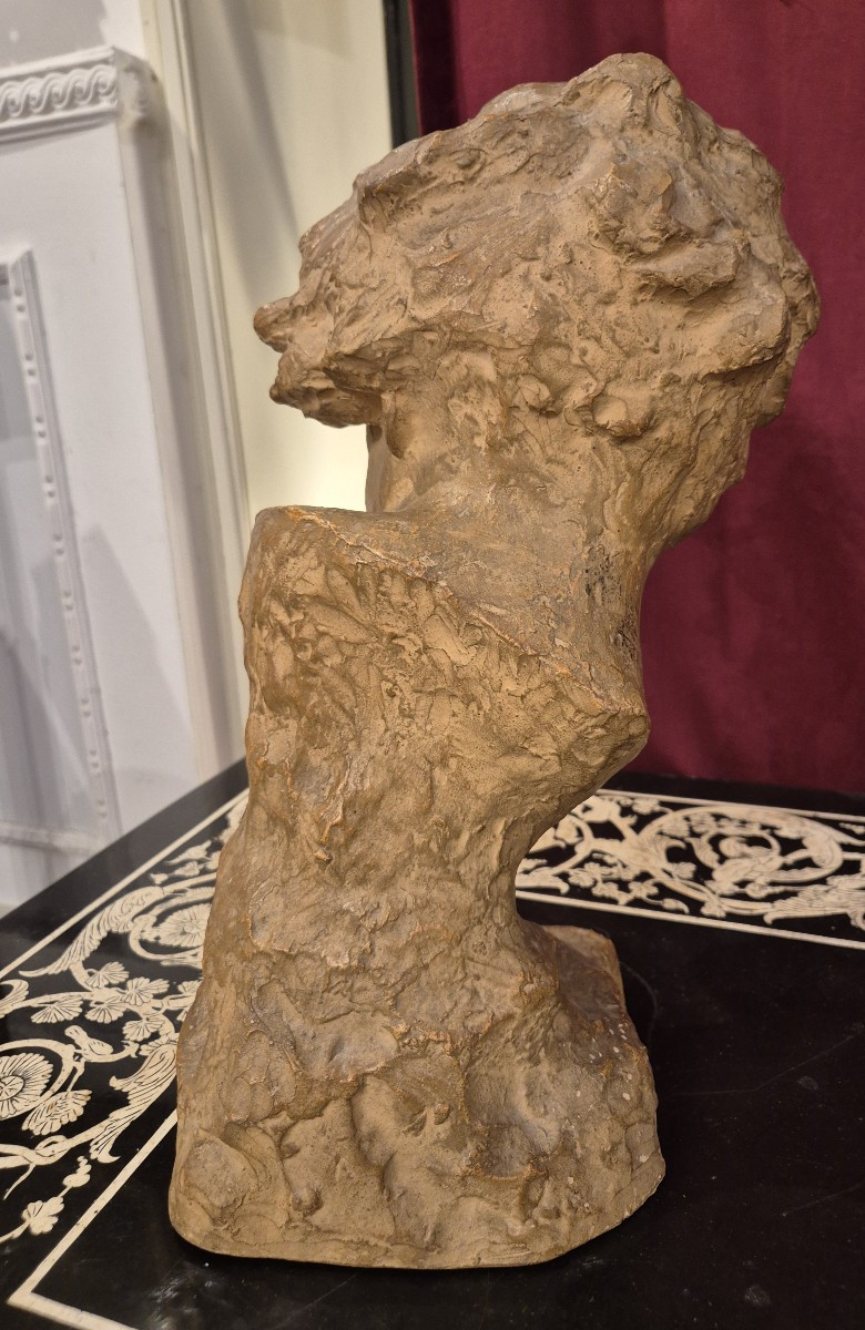 testa d uomo, scultura di U. Cipriani, italia inizio XX Secolo-photo-3