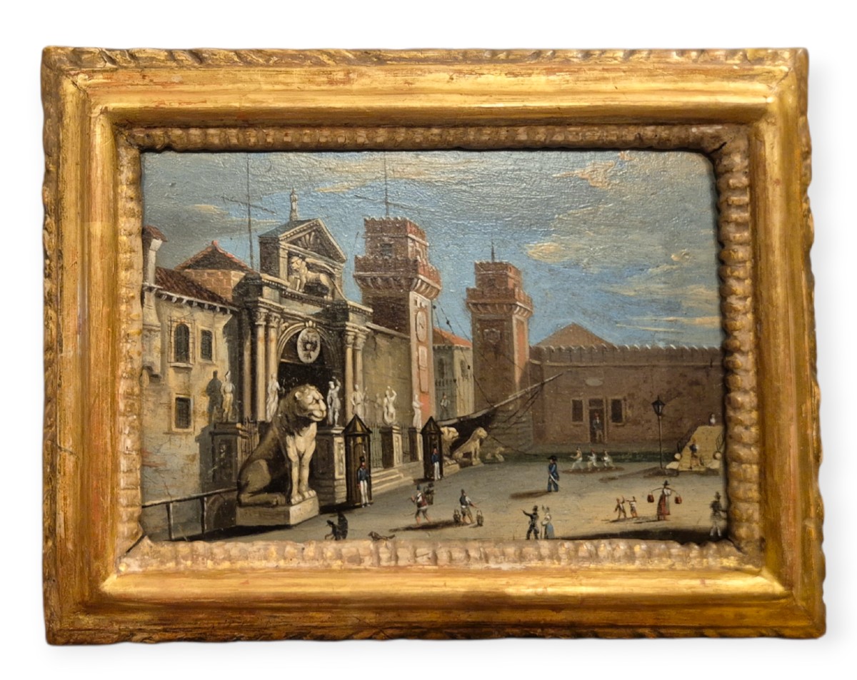 L entrata dell Arsenale di Venezia, Dipinto , Scuola veneziana , Italia XIX Secolo