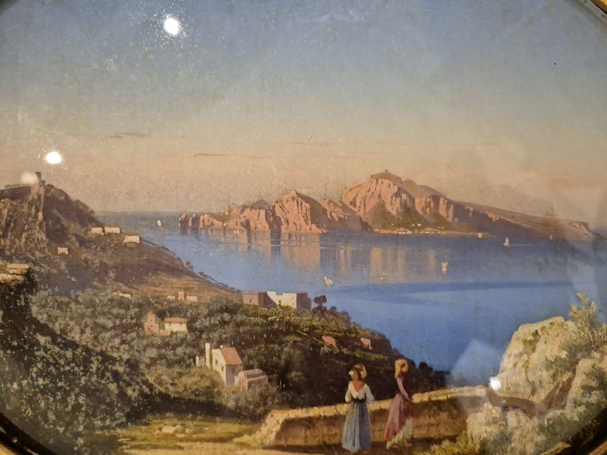 Scuola italiana Guglielmo Giusti XIX secolo Sottovetro Capri Sorrento Napoli Gran Tour-photo-2