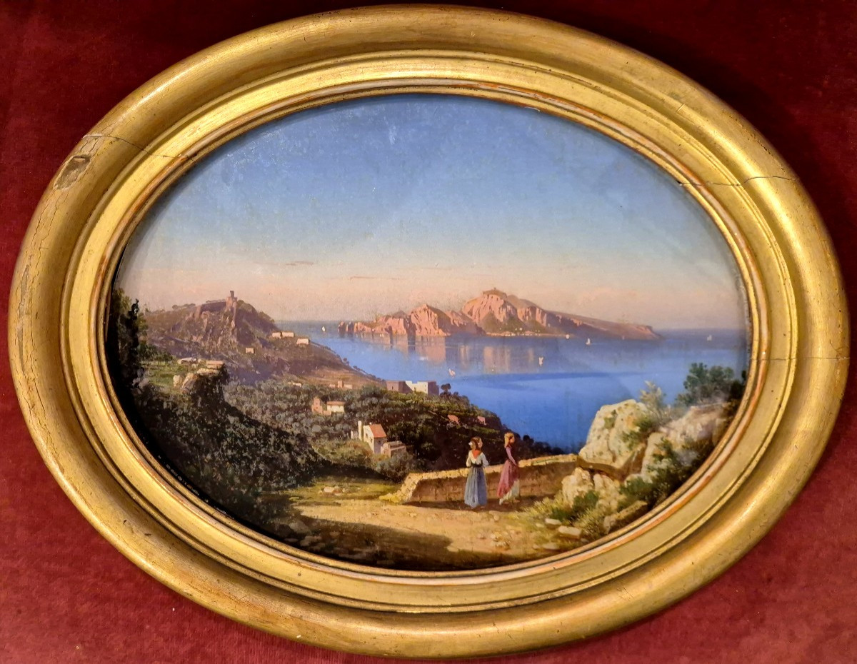 Scuola italiana Guglielmo Giusti XIX secolo Sottovetro Capri Sorrento Napoli Gran Tour