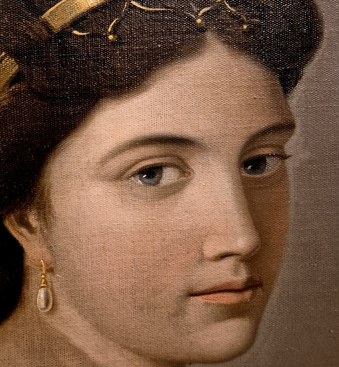 Ritratto di donna di spalle, dipinto , scuola milanese XIX Secolo-photo-3