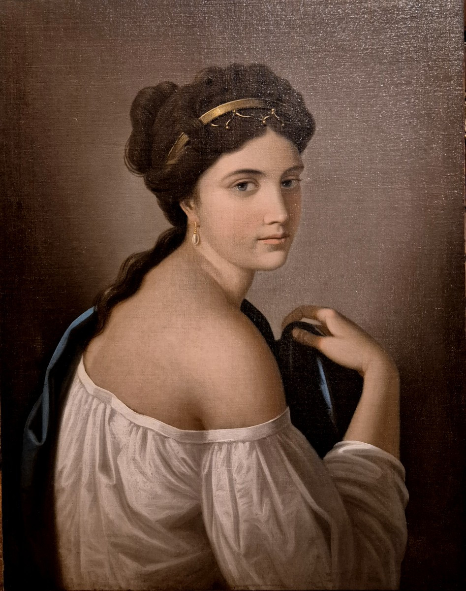 Ritratto di donna di spalle, dipinto , scuola milanese XIX Secolo