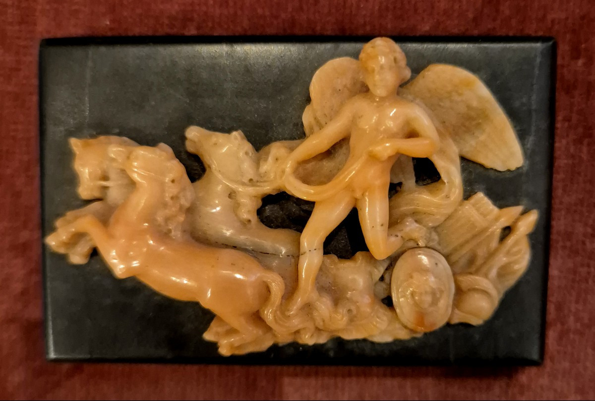 Scultura in corallo Sciacca Sicilia XIX secolo il carro dell'amore