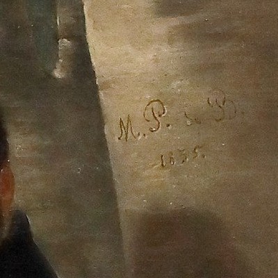 Ritratto di gentiluomo in un parco, Dipinto Italia o Francia XIX Secolo-photo-4