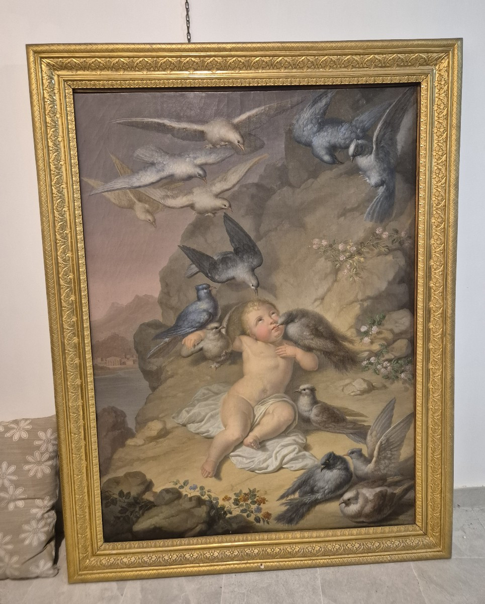 Allegoria, Dipinto di F. Balbi, Napoli XIX Secolo -photo-2