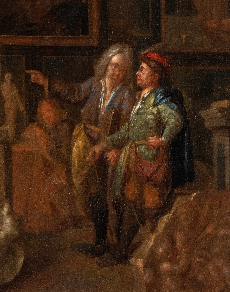 La bottega dell'antiquario a Roma , Dipinto, Scuola Fiamminga a Roma XVIII Secolo Grandtour-photo-2