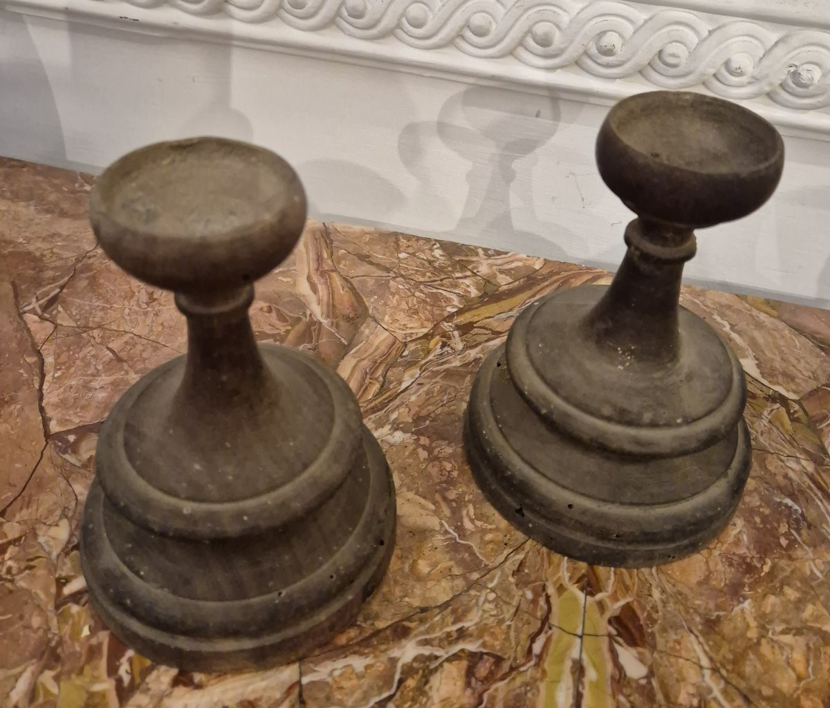 Due sfere in marmo nero e verde Grand Tour Wunderkammer XVIII secolo-photo-2