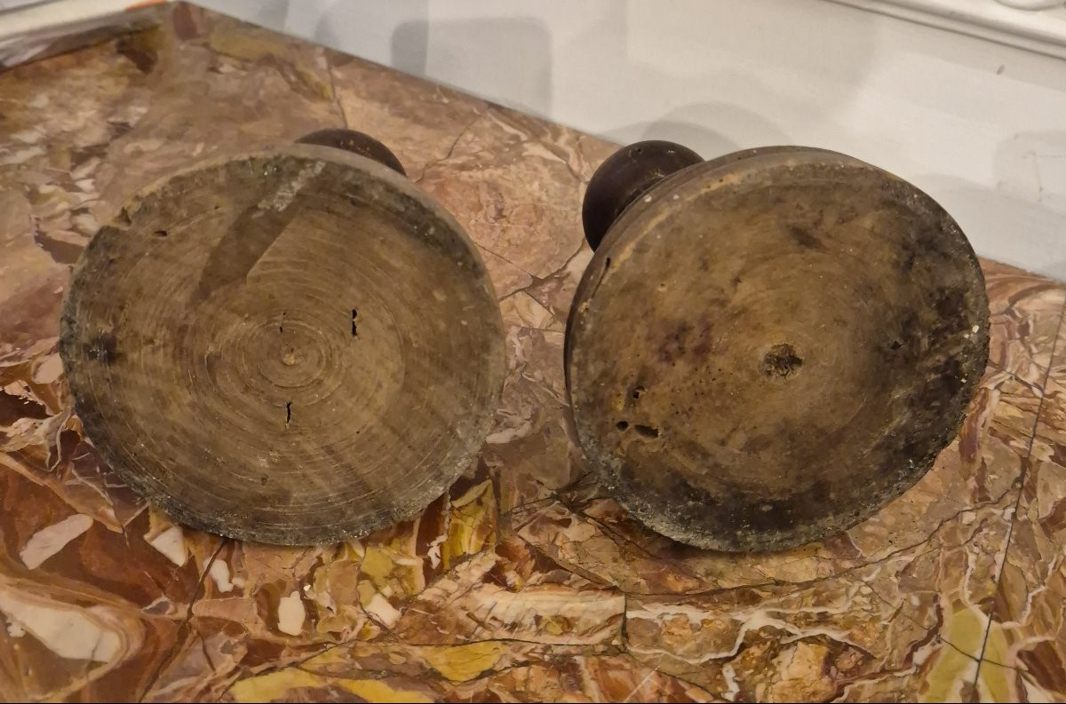 Due sfere in marmo nero e verde Grand Tour Wunderkammer XVIII secolo-photo-3