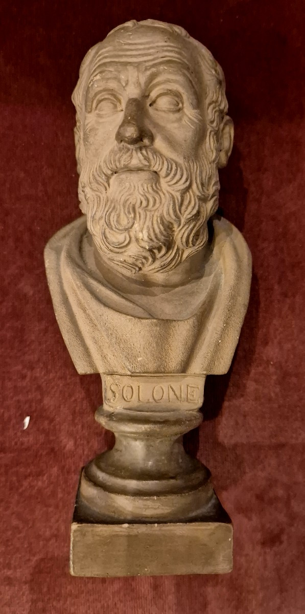 Busto in terracotta Solone XIX secolo Ernesto Calì 