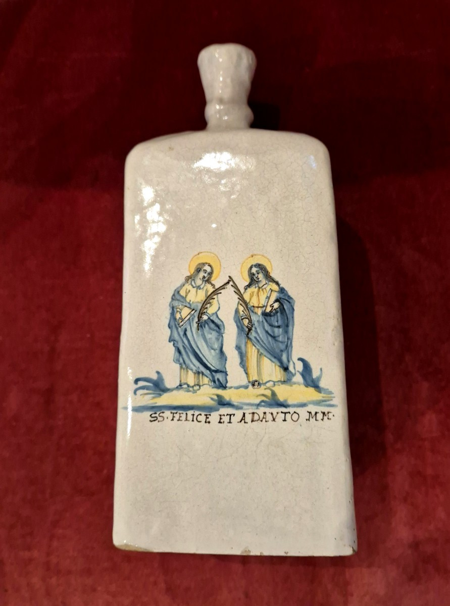 Bottiglia maiolica compendiaria Italia centrale XVII-XVIII secolo 