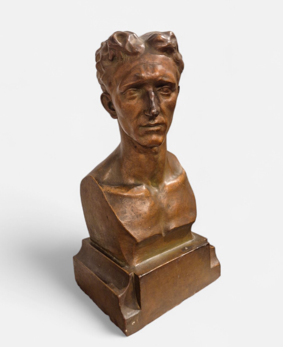 Ritratto di giovane uomo, scultura di G. Vascon Italia inizi XX Secolo-photo-2