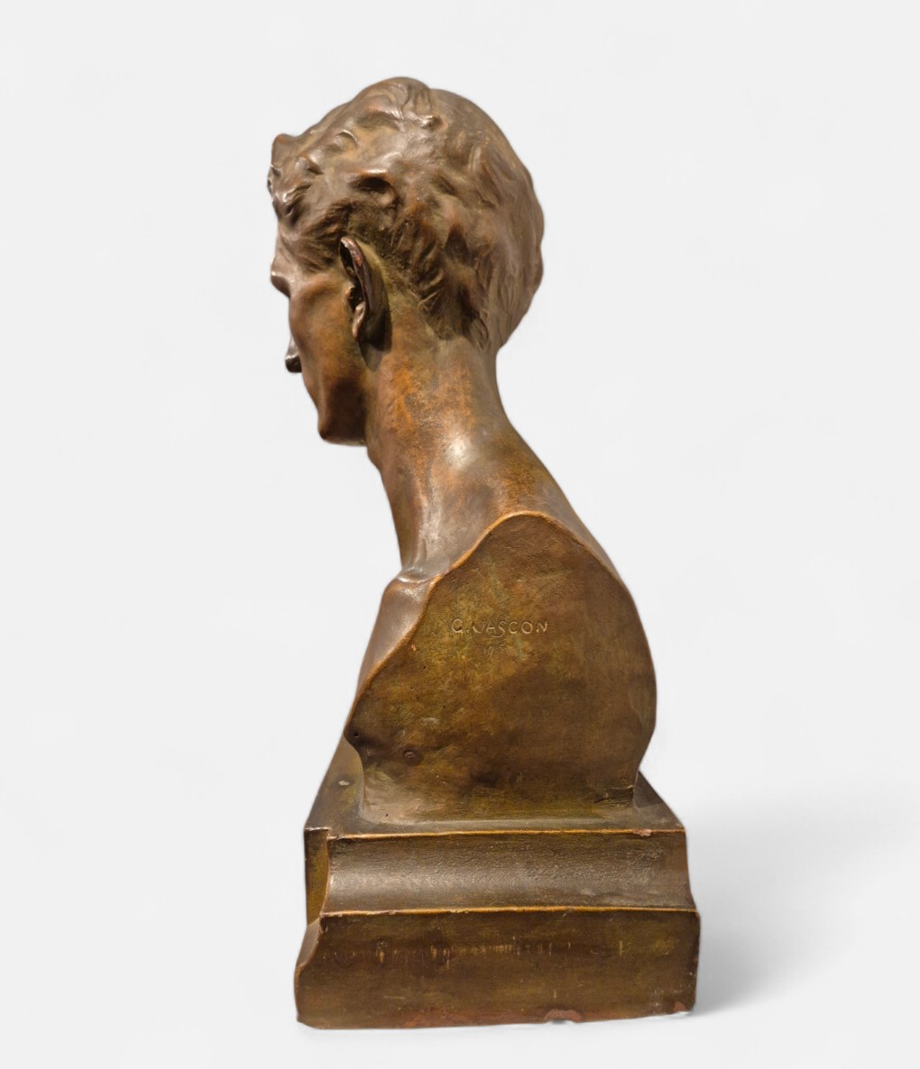 Ritratto di giovane uomo, scultura di G. Vascon Italia inizi XX Secolo-photo-3