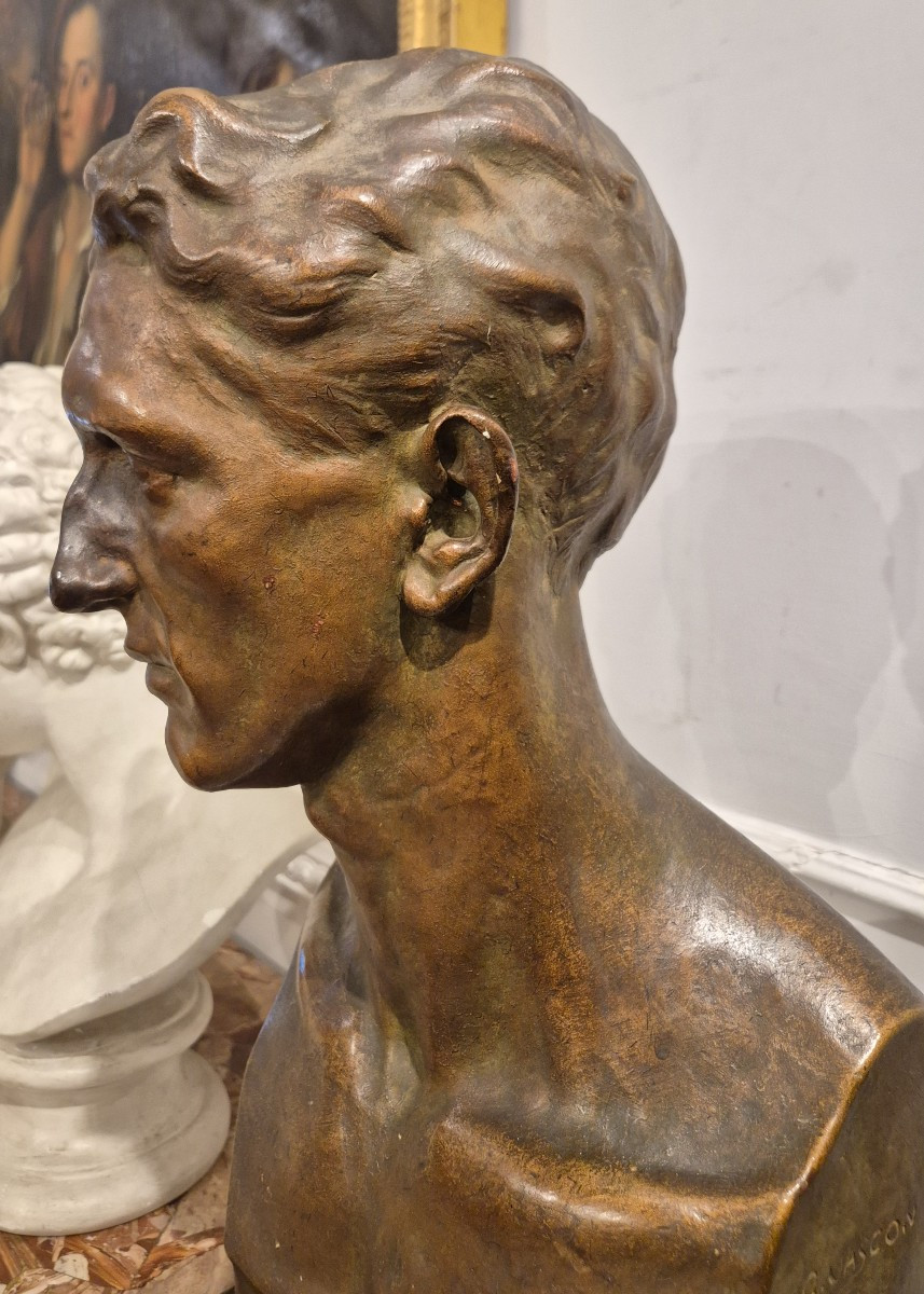 Ritratto di giovane uomo, scultura di G. Vascon Italia inizi XX Secolo-photo-4