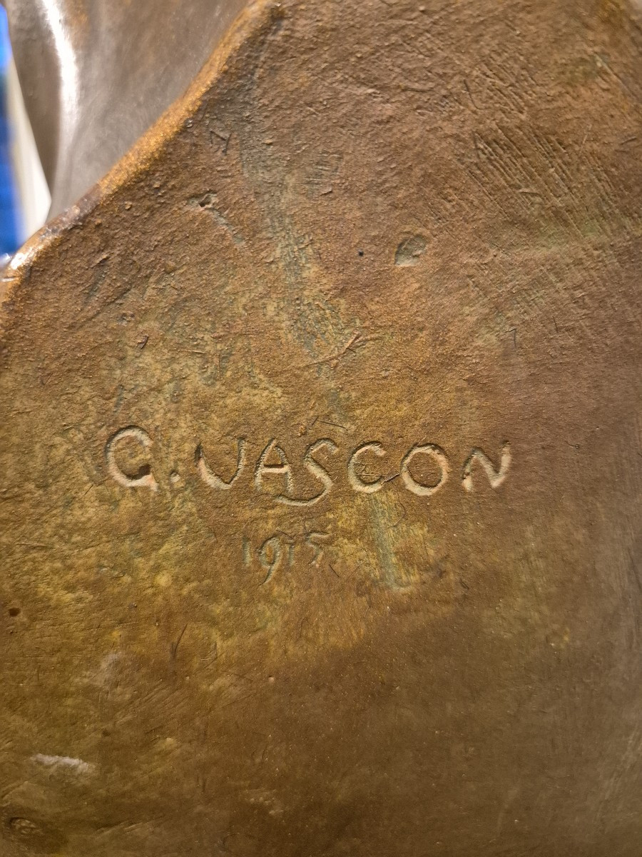 Ritratto di giovane uomo, scultura di G. Vascon Italia inizi XX Secolo-photo-1