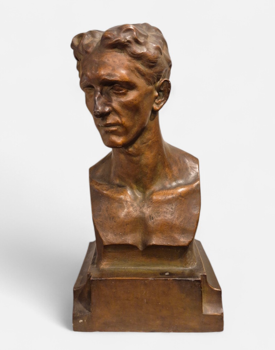 Ritratto di giovane uomo, scultura di G. Vascon Italia inizi XX Secolo