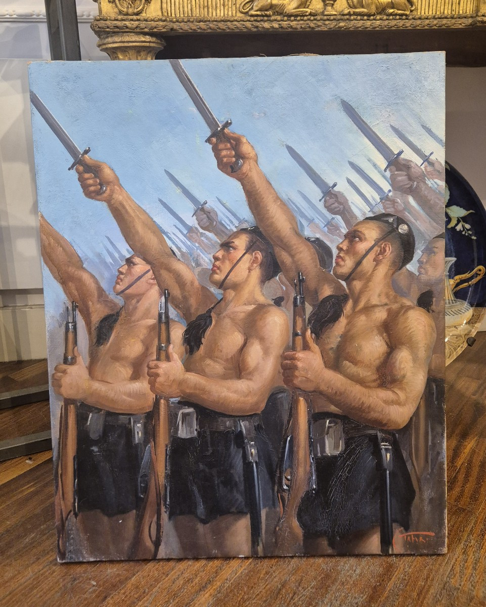 Ragazzi della Gil, Dipinto di C. Tafuri, italia anni trenta -photo-2