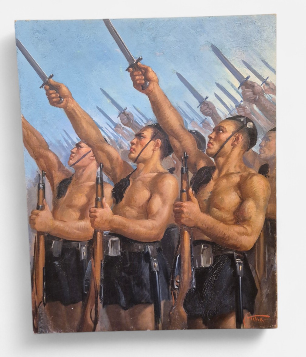 Ragazzi della Gil, Dipinto di C. Tafuri, italia anni trenta 