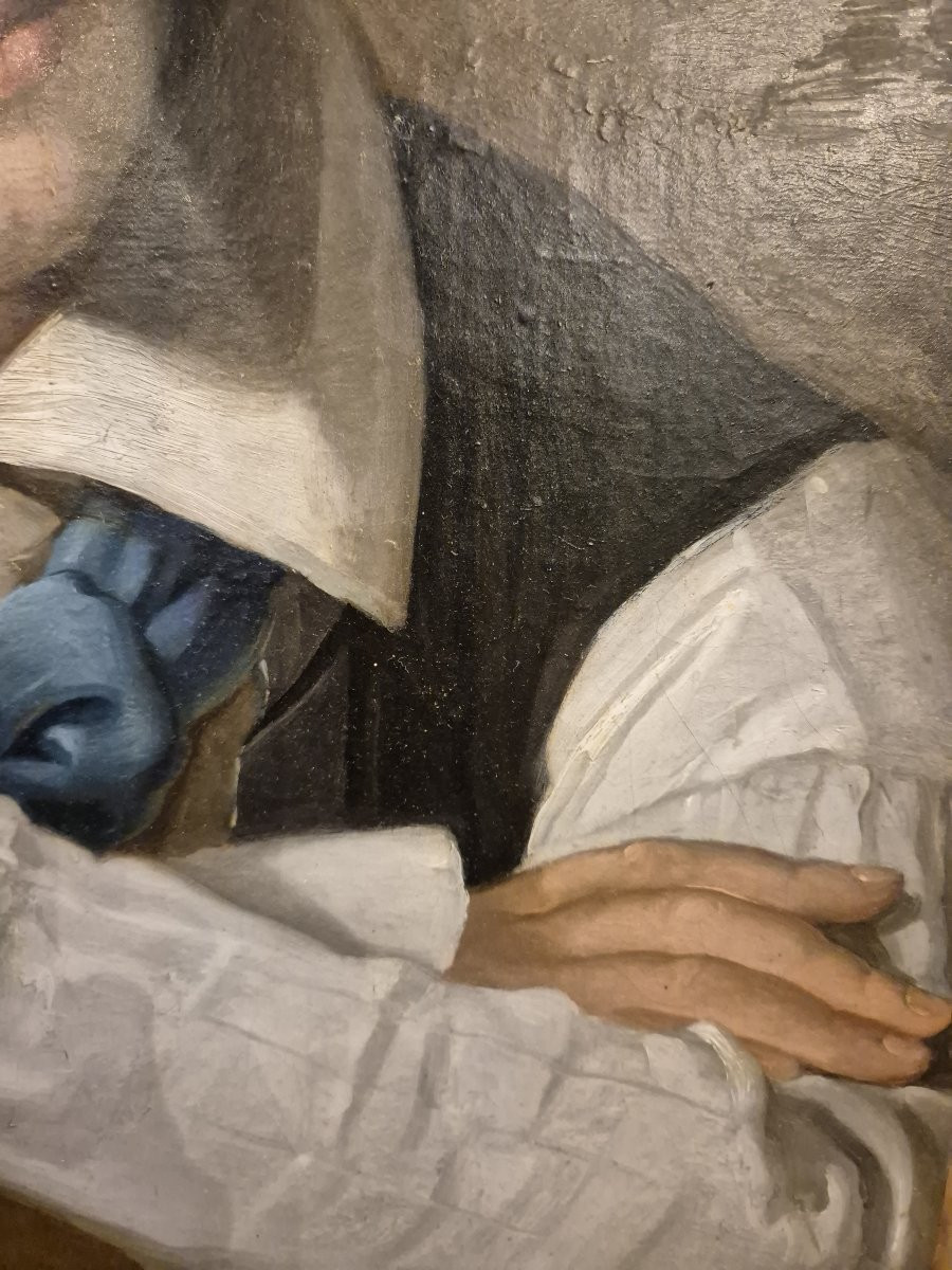 Scuola italiana o francese Ritratto di giovane uomo con pipa XIX secolo-photo-4