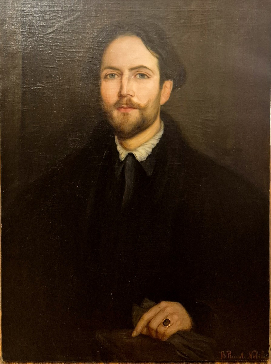 Ritratto d uomo daglli occhi blu, dipinto di B. Piccioli Nobili Italia XIX Secolo-photo-1