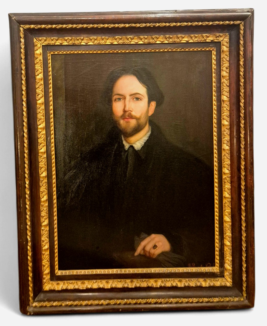 Ritratto d uomo daglli occhi blu, dipinto di B. Piccioli Nobili Italia XIX Secolo
