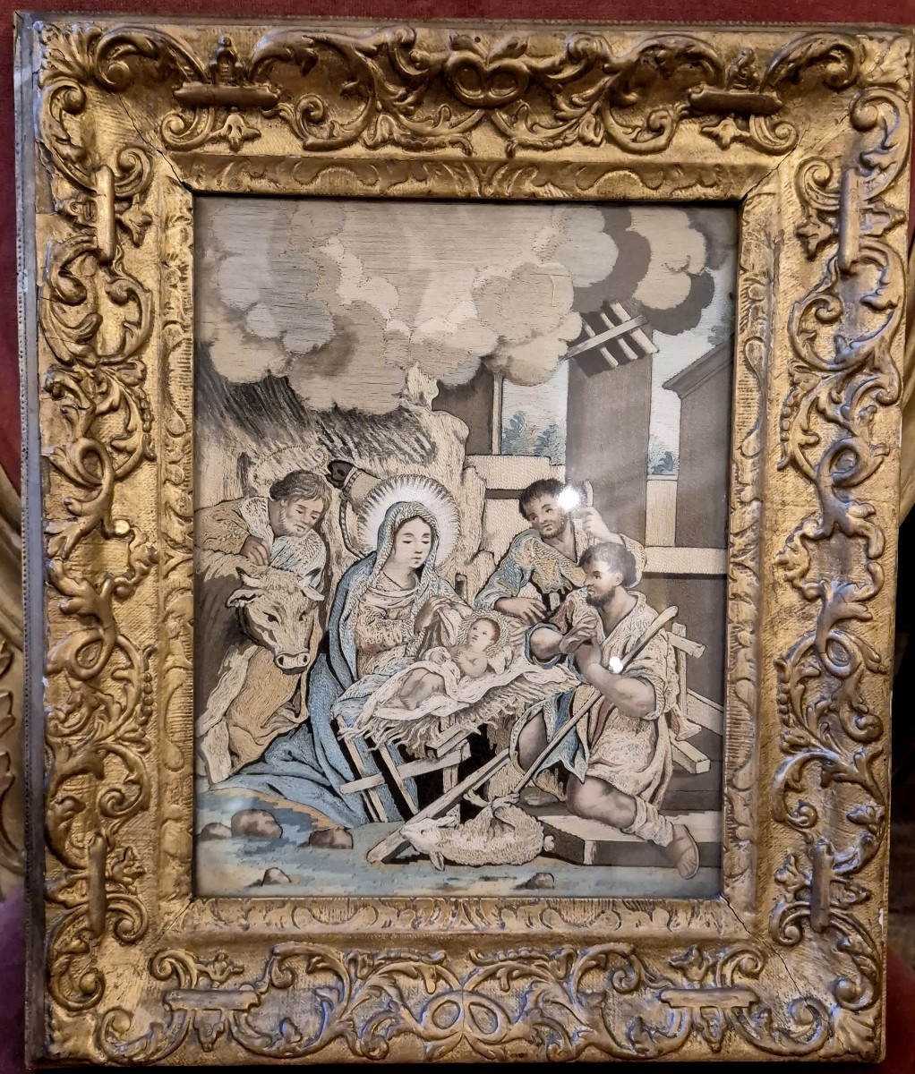 Ricamo religioso Natività Italia meridionale XVIII secolo Ambito di Marianna Elmo