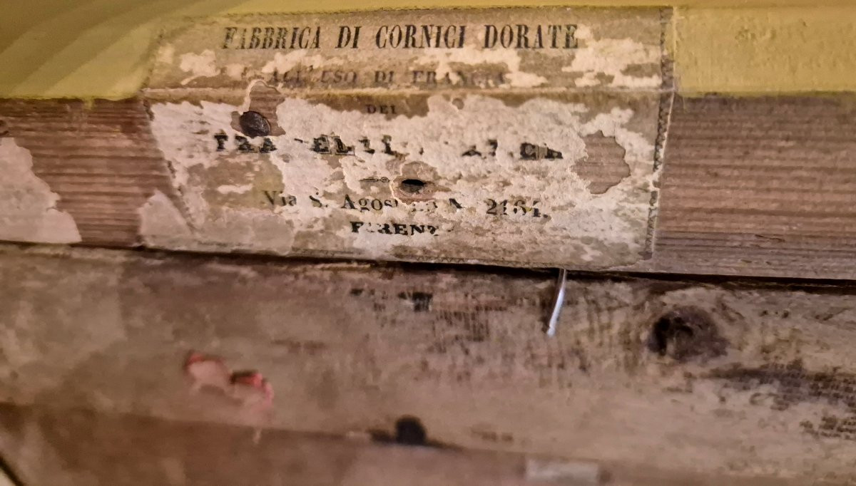 Ritratto di studioso di Dante con veduta di Firenze olio su tela XIX secolo-photo-2