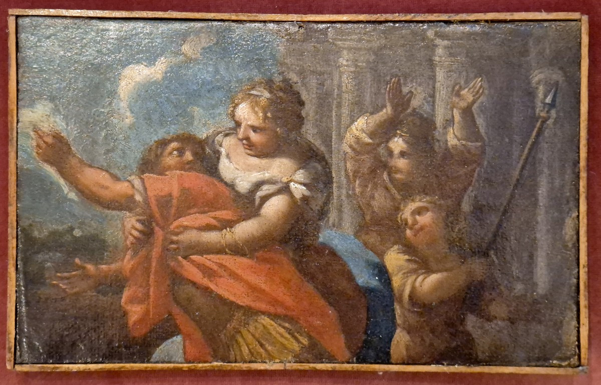 Olio su tela Scuola veneta XVIII secolo Giuseppe e la moglie di Putifarre