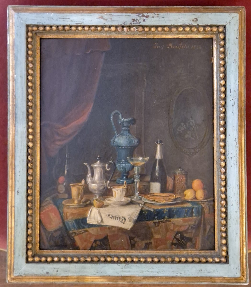 Coppia di nature morte olio su tavola Josef Mansfeld 1888 Vienna XIX secolo-photo-2