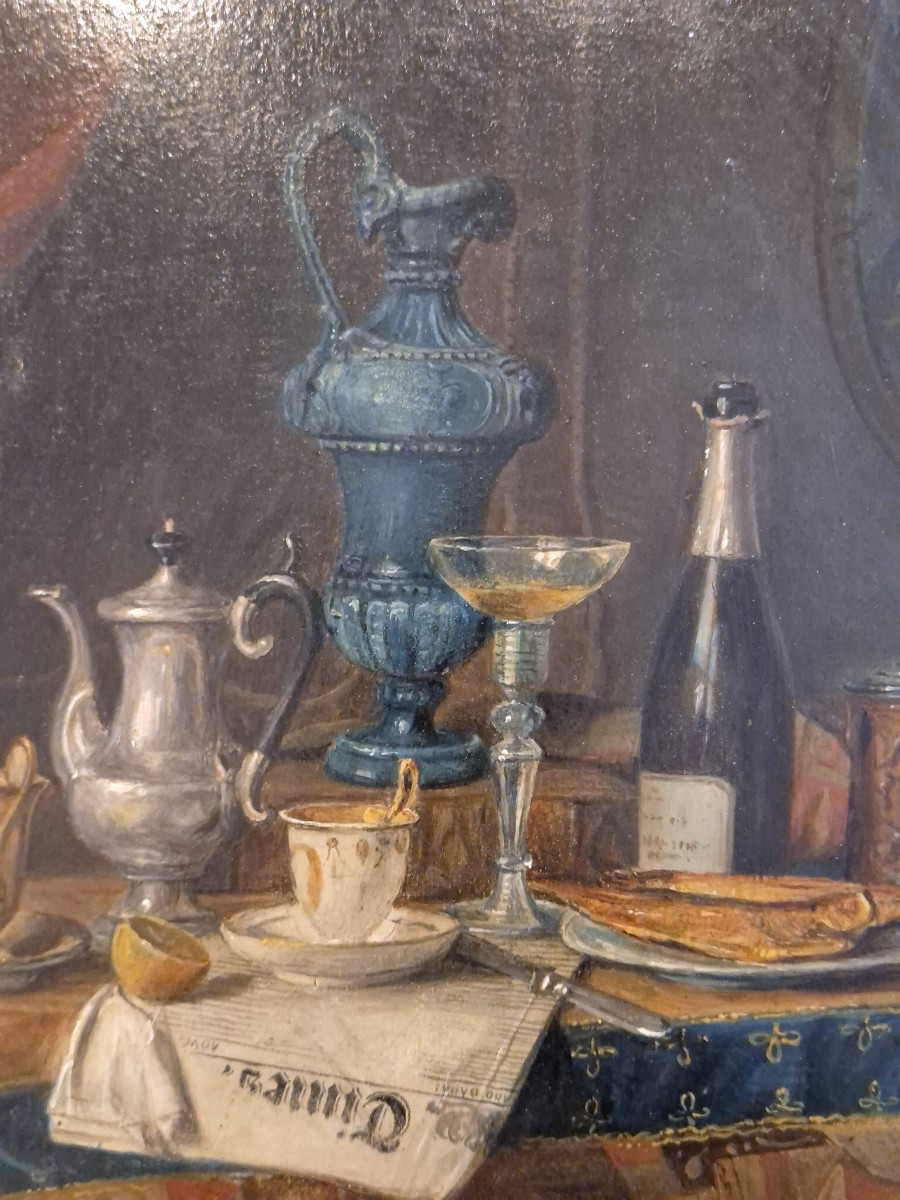 Coppia di nature morte olio su tavola Josef Mansfeld 1888 Vienna XIX secolo-photo-1