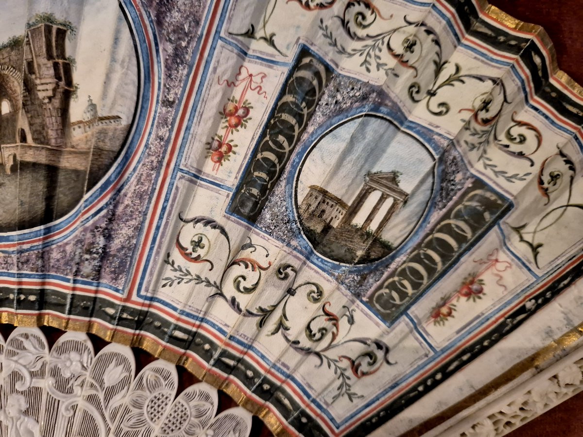 Ventaglio Grand Tour Roma Basilica di Massenzio XVIII secolo-photo-3